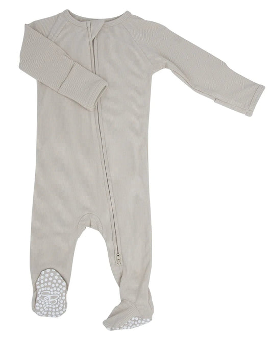 Zipper Footie - Taupe